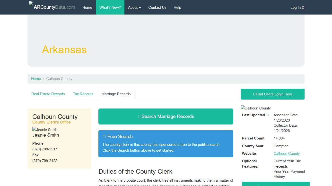 Calhoun County Arkansas - ARCountyData.com - ARCountyData.com