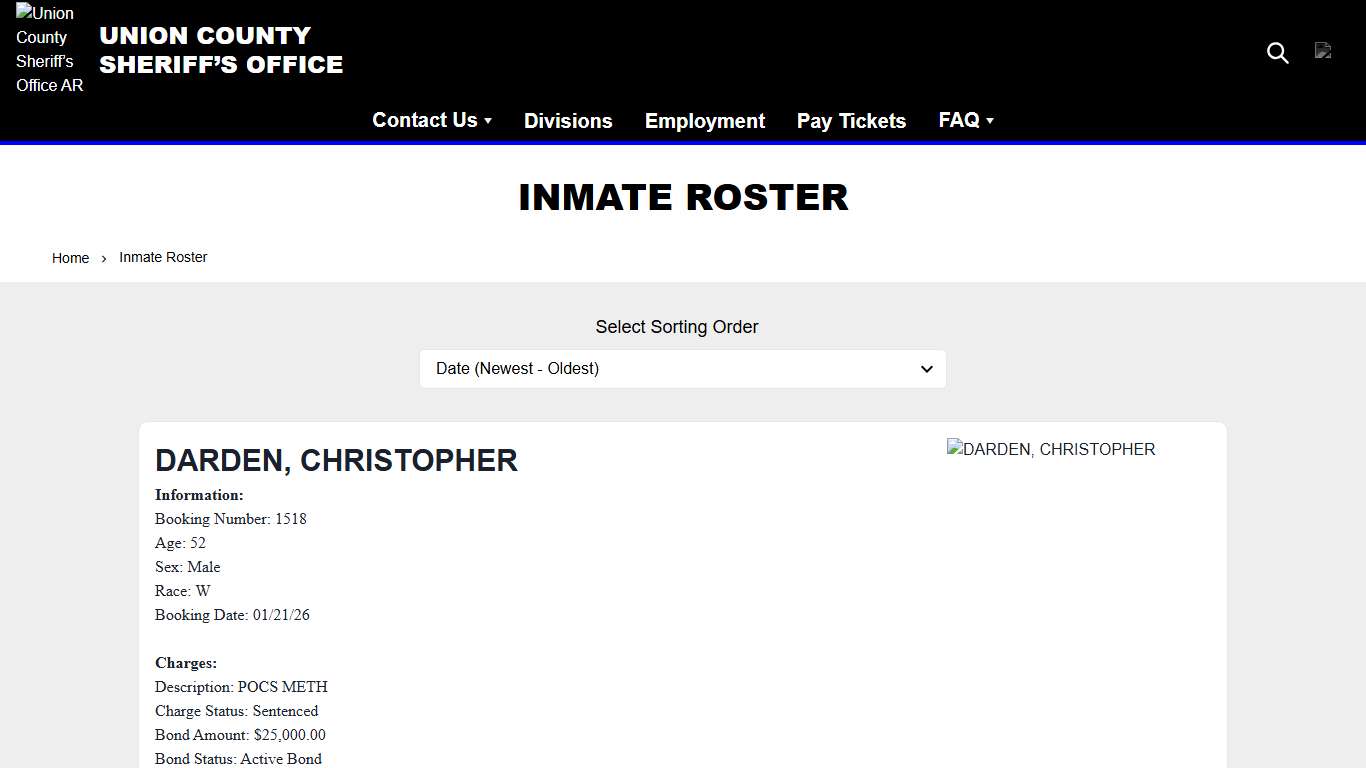 Inmate Roster Union County Sheriff’s Office AR